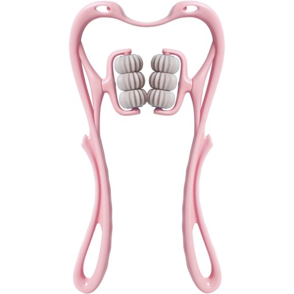 SQDWYGUO Neck Massage Roller, Handheld Massager With Upgraded 6-Ball Massage Points, Shoulder Massager, Suitable For Relieving Pain In The Neck, Back, Shoulders, Waist, And Legs (Blue),Pink,13.7" x 7"
