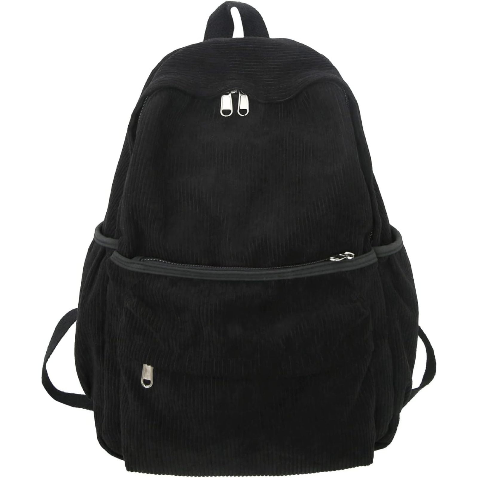 SQDWYGUO Preppy Corduroy Backpack Aesthetic Backpack 15.6 inch Laptop College Backpack Cute Book Bag Travel Rucksack Daypack,Black