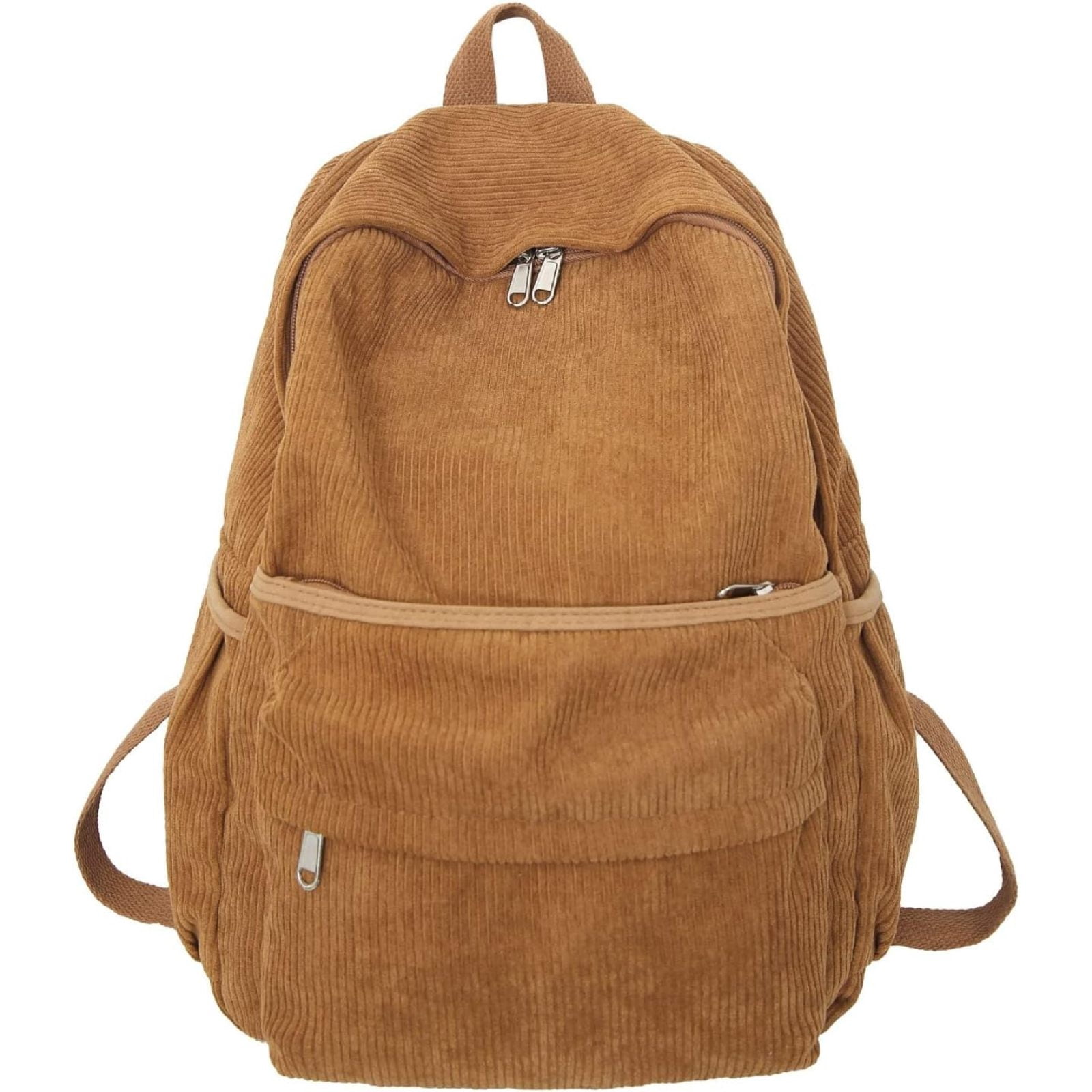 SQDWYGUO Preppy Corduroy Backpack Aesthetic Backpack 15.6 inch Laptop College Backpack Cute Book Bag Travel Rucksack Daypack,Brown