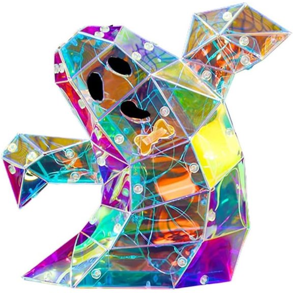 SQDWYGUO Prismatic Iridescent Spooky Ghost 18, Prismatic Ghost LED Lights, Funny Colorful Glow Lights Halloween Room Decorations,color
