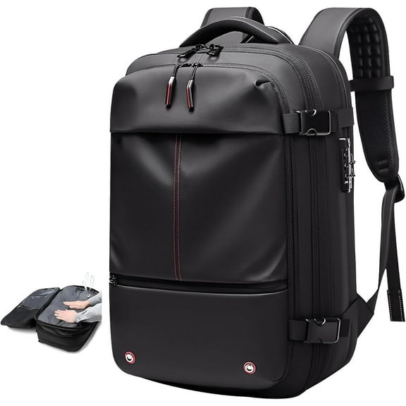 SQDWYGUO Vac Pack Backpack,Travel Airbag Backpack with Vacuum Pump, Expandable Air back with Anti-theft Lock, Vacuum Compression Vacpack Bags with Maintenance Kit, Easy to Carry on Plane,A-black