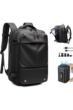 Vacpack Backpack, Airback Backpack with Pump, 60L Expandable Backpack with Vacuum Compression, Waterproof and Anti-Theft Air Vacuum Backpack for Travel,Black