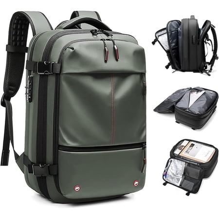 SQDWYGUO Vacpack Backpack, Airback Backpack with Pump, 60L Expandable Backpack with Vacuum Compression, Waterproof and Anti-Theft Air Vacuum Backpack for Travel,Green