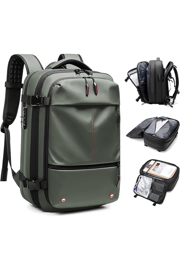 Vacpack Backpack, Airback Backpack with Pump, 60L Expandable Backpack with Vacuum Compression, Waterproof and Anti-Theft Air Vacuum Backpack for Travel,Green