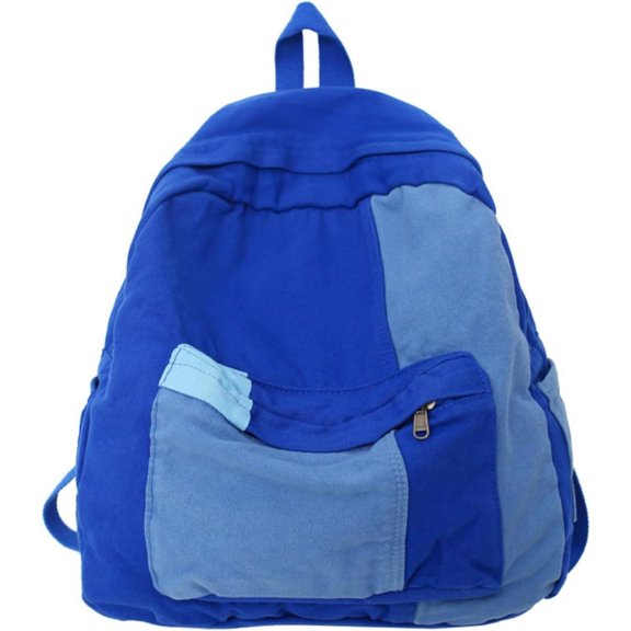 SQDWYGUO Vintage Canvas Backpack for Women Men Grunge Hippie Boho Patchwork Backpack College Book Bag Travel Casual Daypack,Blue
