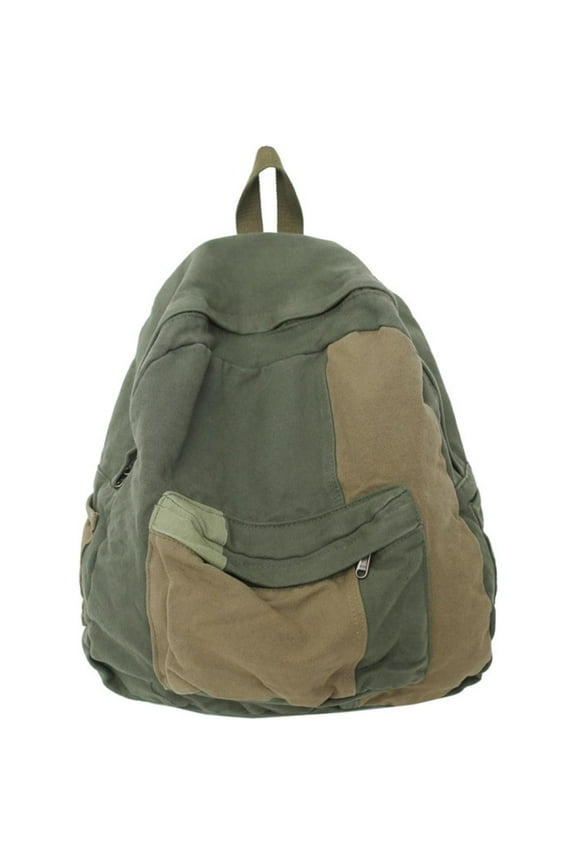 Vintage Canvas Backpack for Women Men Grunge Hippie Boho Patchwork Backpack College Book Bag Travel Casual Daypack,Green
