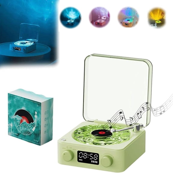 SQDWYGUO Waves Vinyl Player, Waves Vinyl Bluetooth Speaker With Adjustable Light, Portable Four Mode Wireless Retro Vinyl Recording Player, Suitable For Bedrooms, Offices, Parties,green,1pcs