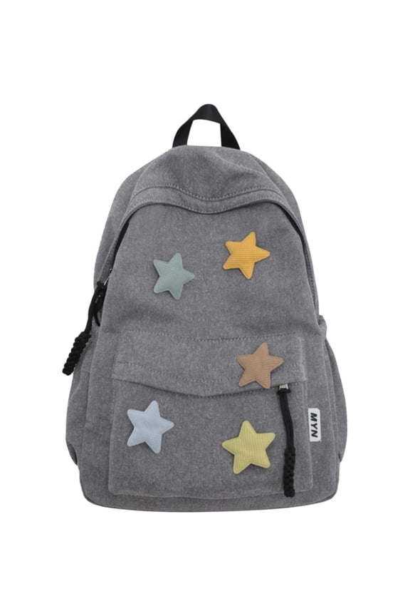 Y2K Aesthetic Backpack Preppy Backpack Cute Trendy Star Backpack Laptop Backpack Back to College Supplies,Grey