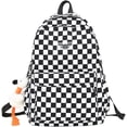 thumbnail image 1 of SQDWYGUO Y2K Checkered Backpack with Kawaii Pendant Checkerboard Backpack Cute Preppy Laptop Backpack Light Rucksack,Black, 1 of 7