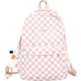 thumbnail image 1 of SQDWYGUO Y2K Checkered Backpack with Kawaii Pendant Checkerboard Backpack Cute Preppy Laptop Backpack Light Rucksack,Pink, 1 of 7
