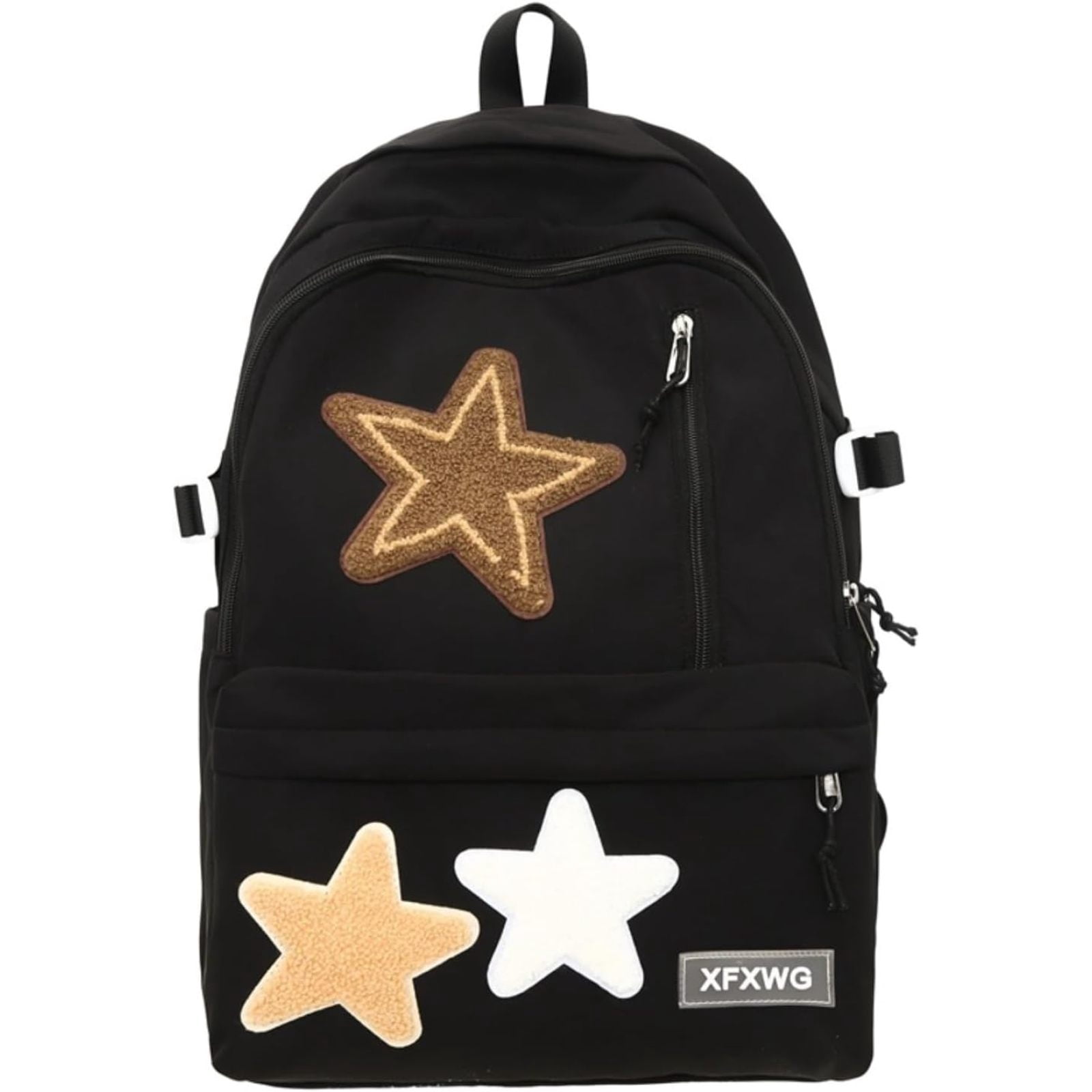 SQDWYGUO Y2k Backpack with Kawaii Pendant Aesthetic Star Backpack Cute Preppy Laptop Book Bag Back to College Supplie,Black
