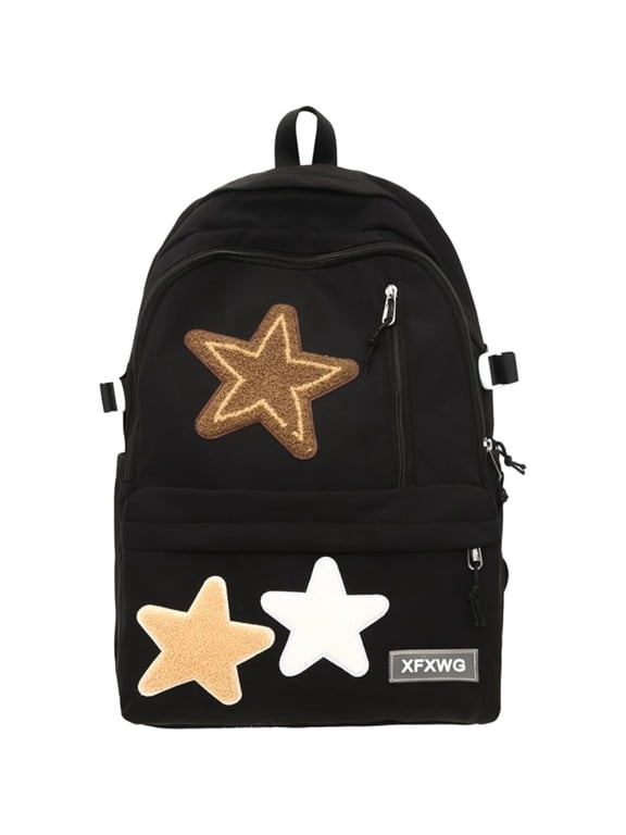Y2k Backpack with Kawaii Pendant Aesthetic Star Backpack Cute Preppy Laptop Book Bag Back to College Supplie,Black