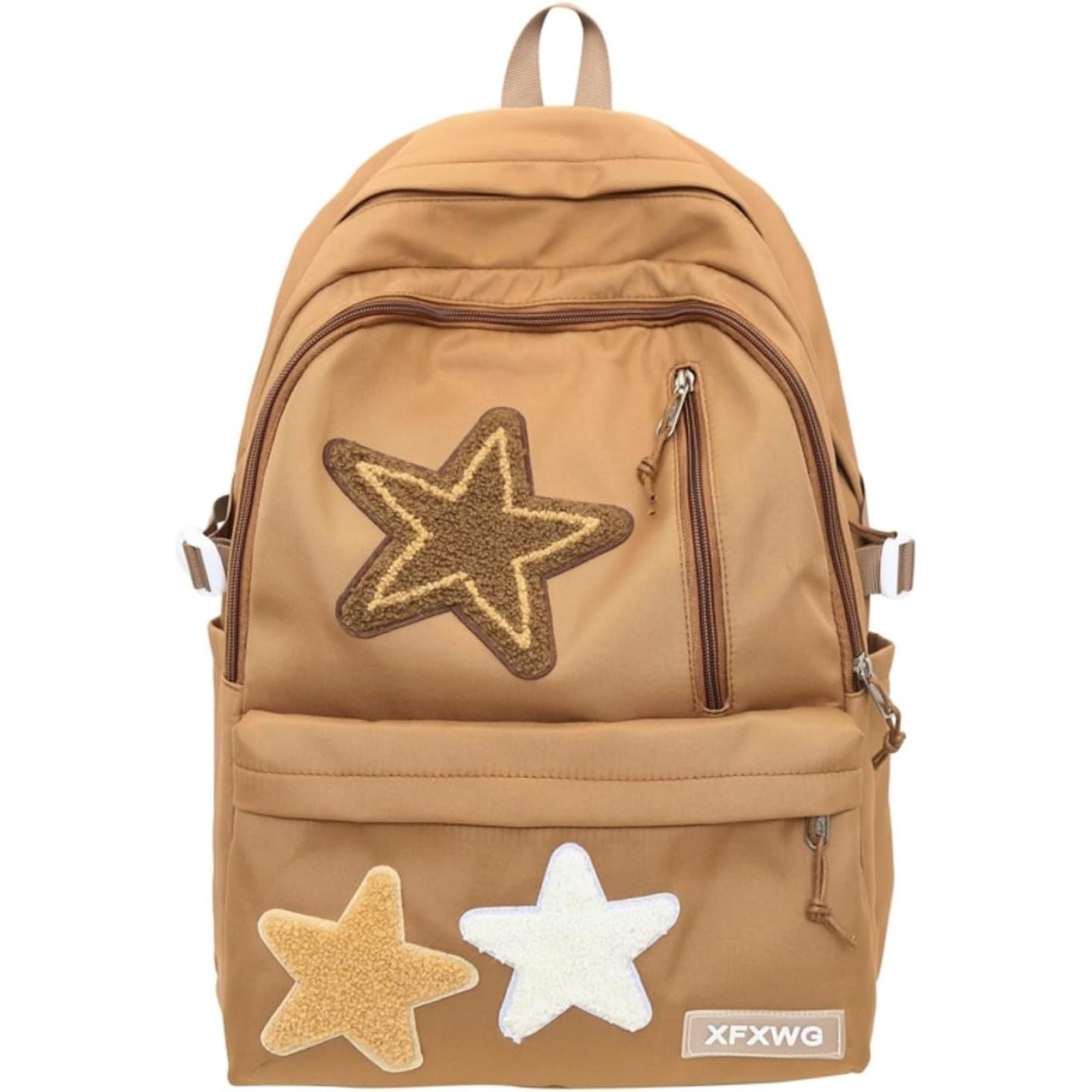 SQDWYGUO Y2k Backpack with Kawaii Pendant Aesthetic Star Backpack Cute Preppy Laptop Book Bag Back to College Supplie,Caramel