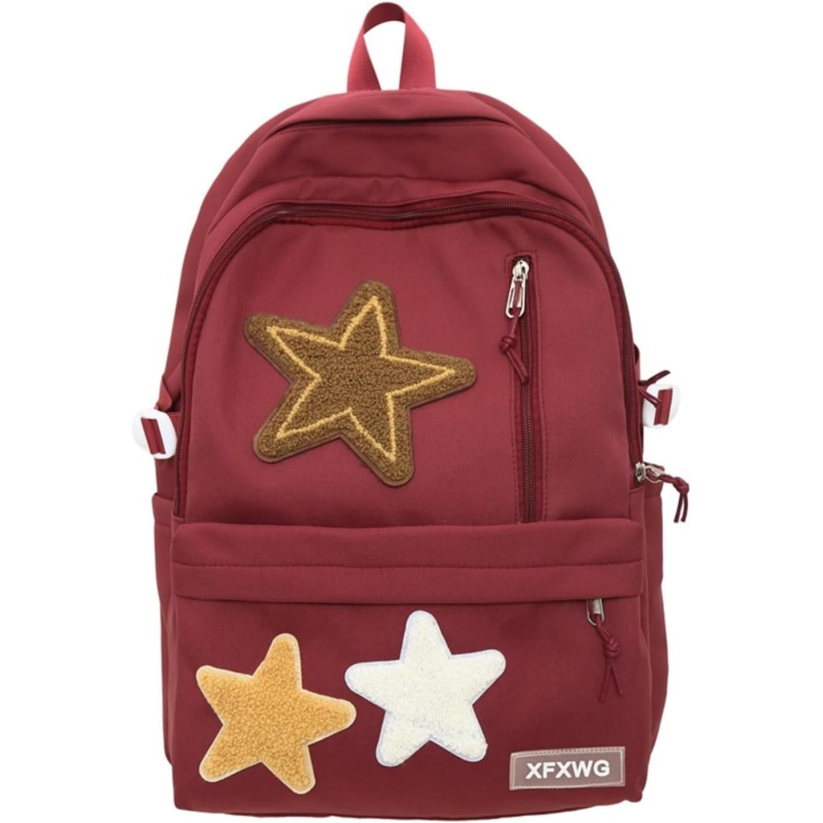 SQDWYGUO Y2k Backpack with Kawaii Pendant Aesthetic Star Backpack Cute Preppy Laptop Book Bag Back to College Supplie,Red
