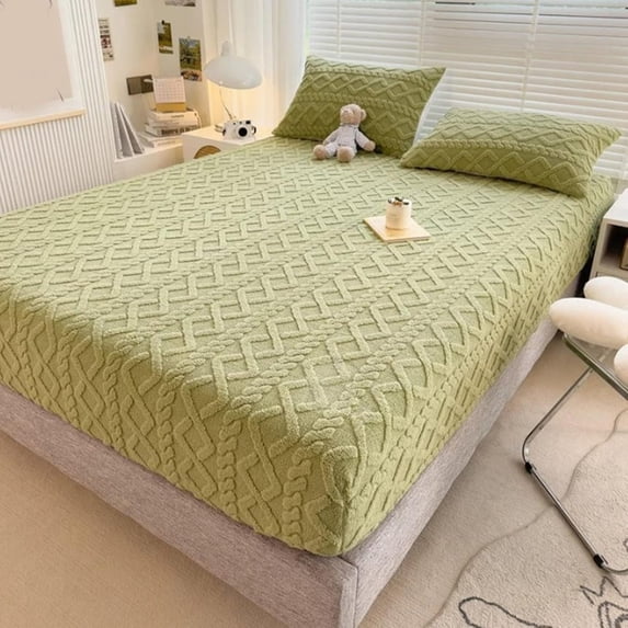 SQDWYGUOLyvara Magic Mattress Cover, 2-in-1 Lyvara Luxury Mattress Cover Bed Sheet, Suitable for Double Queen Bed California King Bed,King,green