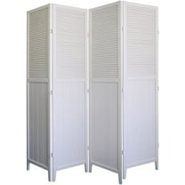Wood Shutter Door Room Divider 3 to 8 Panel (White, 4)