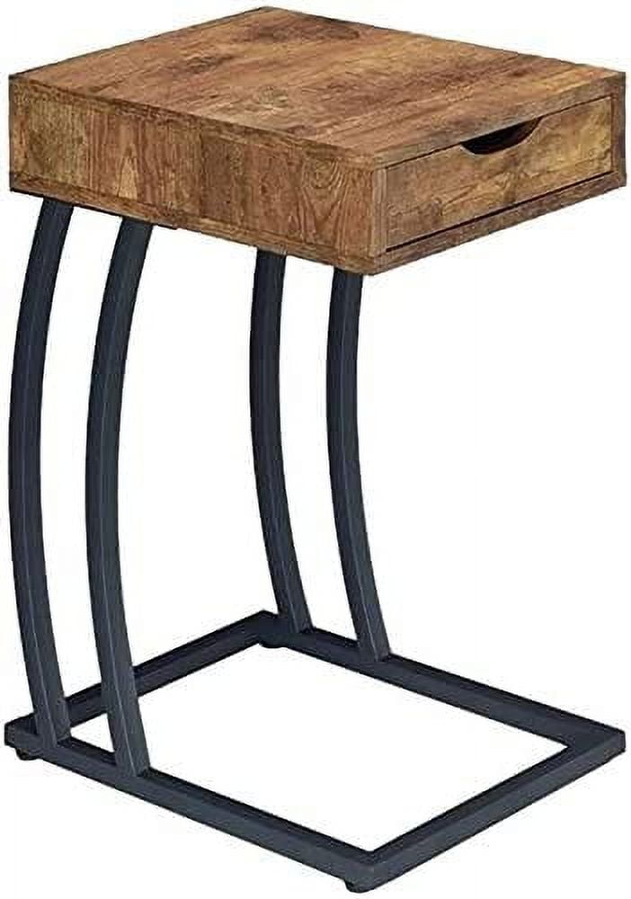 Antique Nutmeg Wood and Metal Accent Table with Storage