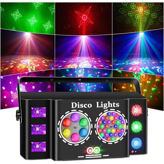 SQHQ 6-in-1 Disco Ball Lamp, RGBY LED Party Lights with DMX Control, 60+ Dynamic Patterns, Strobe & LED Wash Light, Sound Activated Stage Lighting for Home Disco, Club, Wedding, Birthday Decor