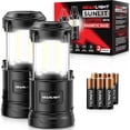 thumbnail image 1 of SQHQ Camping Lantern - 2 Portable LED Battery Powered Lantern with Magnetic Base and Foldable Hook for Emergency Use or Campsites, Essential Hurricane Survival Kit with Batteries - Black, 1 of 5