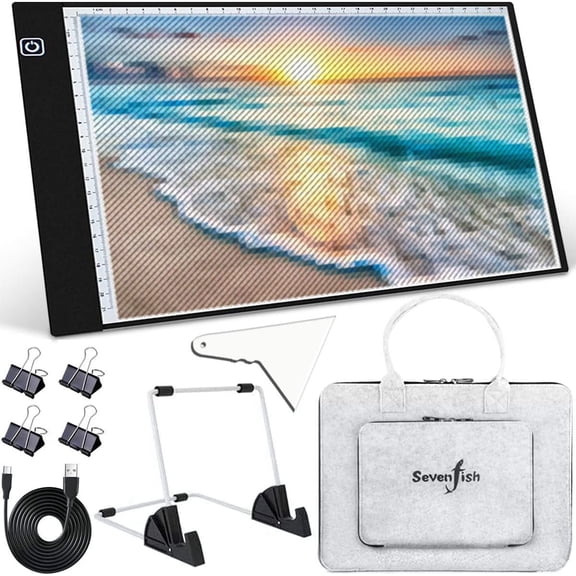 SQHQ Diamond Painting A4 LED Light Pad, Ultra-Thin Adjustable Brightness Diamond Art Light Board Tracing Light Box for Drawing Sketching Animation Stenciling 5D Diamond Painting Tools