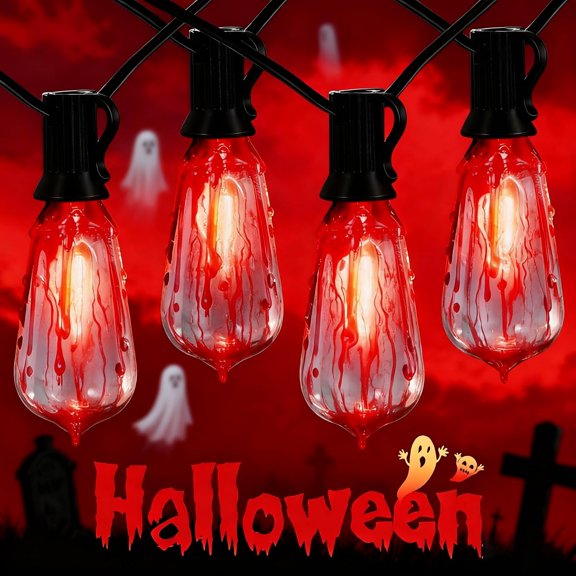 SQHQ Flicker Flame String Lights - 10Ft Outdoor Decorations with 10 Flicker Flame Bulbs, Hanging Lights for Patio and Party, Black Wire