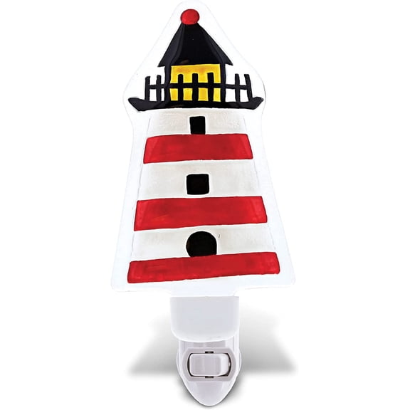 SQHQ Lighthouse Plug in Glass Night Light Energy Efficient Nightlight Wall Decorative Manual On & Off Switch Incandescent Portable Lights for Stairways Bedroom Kitchen Hallways Bathroom