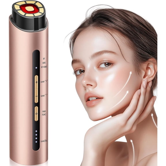 SQHQ Microcurrent Facial Device, 3 Modes Red Light Therapy for Face and Neck, Skin Care Facial Massager Perfect Gifts for Women Men(Gold)