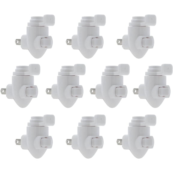 SQHQ Plug In Night Light Module, White Plastic, Great for Making Your Own Decorative Night Lights, Pack of 10