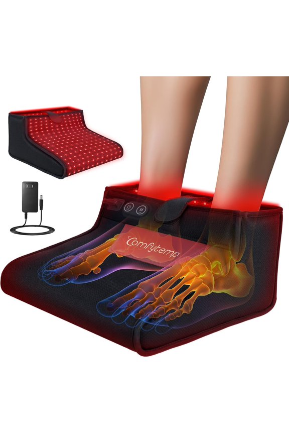 SQHQ Red Light Therapy for Feet, 360 LEDs 43W Near Infrared Light Therapy Boot, 3D Wearable Feet Wrap for Ankle Heel Sole Plantar Joint Muscle, 660nm & 850nm, Up to Foot Size 12