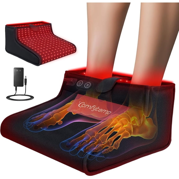 SQHQ Red Light Therapy for Feet, 360 LEDs 43W Near Infrared Light Therapy Boot, 3D Wearable Feet Wrap for Ankle Heel Sole Plantar Joint Muscle, 660nm & 850nm, Up to Foot Size 12