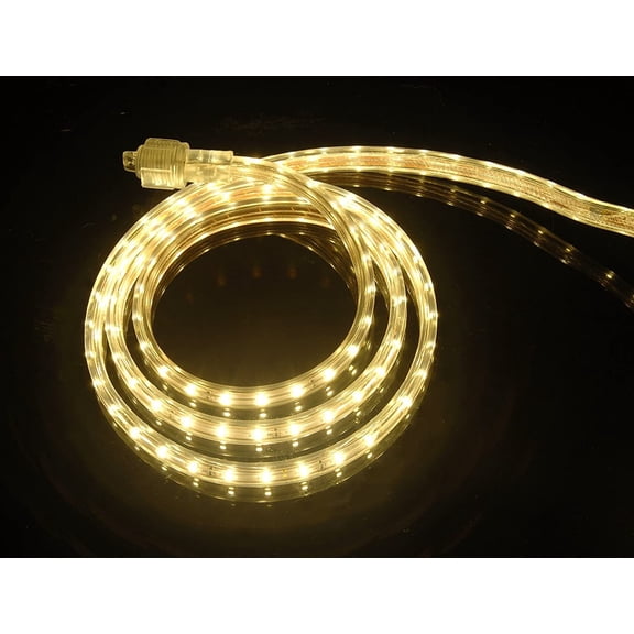 SQHQ UL Listed, 10 Feet, 1080 Lumen, 3000K Warm White, Dimmable, 110-120V AC Flexible Flat LED Strip Rope Light, 180 Units 3528 SMD LEDs, Indoor Outdoor Use, Accessories Included, Ready to use
