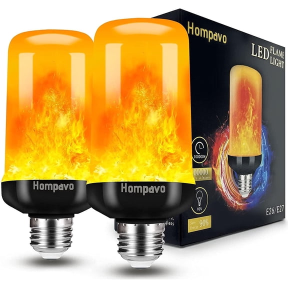 YANTONG Upgraded LED Flame Light Bulbs, 4 Modes Flickering Light Bulbs with Upside Down Effect, E26/E27 Flame Bulb for Halloween Christmas Party Patio Porch Home Indoor & Outdoor Decorations - 2