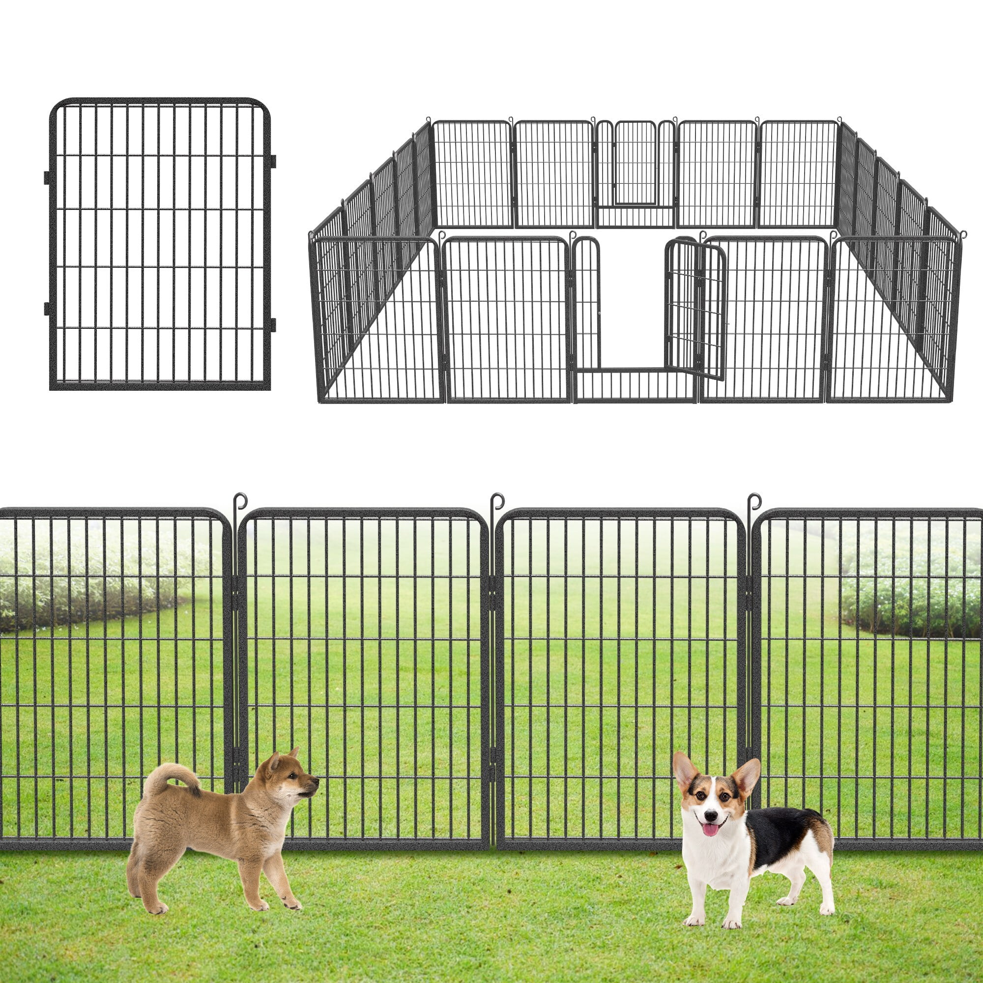 SQIREP 20 Panels Garden Fence, 43ft (L) X 32in (H) No Dig Fence Panels with Gate, Rustproof Metal Stakes Decorative Garden Fence, Ground Defense Border Fence for Outdoor, Yard, Patio