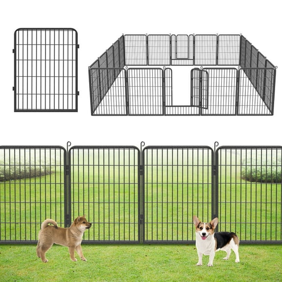 SQIREP 20 Panels Garden Fence, 43ft (L) X 32in (H) No Dig Fence Panels with Gate, Rustproof Metal Stakes Decorative Garden Fence, Ground Defense Border Fence for Outdoor, Yard, Patio