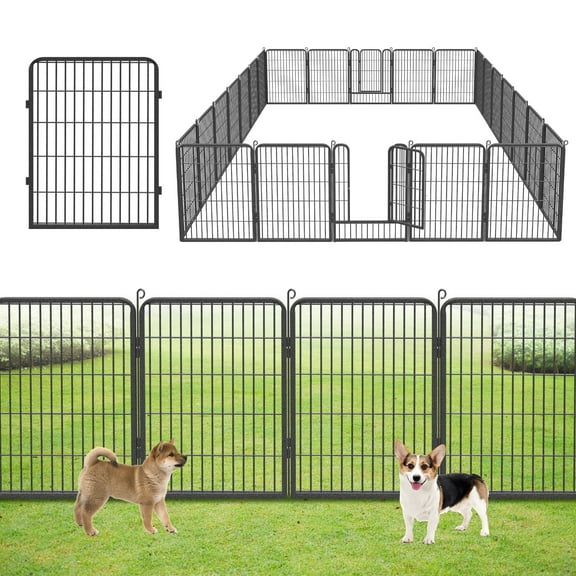 SQIREP 24 Panels Garden Fence, 52ft (L) X 32in (H) No Dig Fence Panels with Gate, Rustproof Metal Stakes Decorative Garden Fence, Ground Defense Border Fence for Outdoor, Yard, Patio