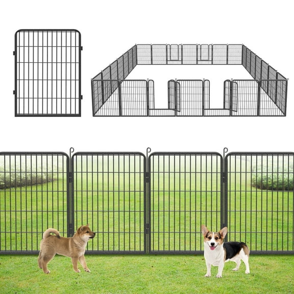 SQIREP 28 Panels Garden Fence, 61ft (L) X 32in (H) No Dig Fence Panels with Gate, Rustproof Metal Stakes Decorative Garden Fence, Ground Defense Border Fence for Outdoor, Yard, Patio