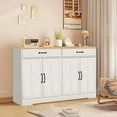 thumbnail image 1 of SQIREP 55.91" Wood Storage Cabinet Large Barn Door Accent Cabinet with 4 Doors and 2 Drawers, Farmhouse Freestanding Storage Cabinet Floor Cabinet for Living Room, Bathroom, Kitchen, Hallway, 1 of 9