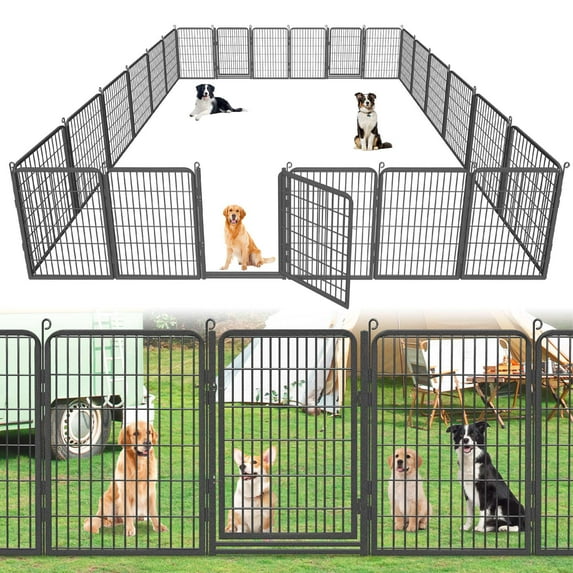 SQIREP Dog Playpen Outdoor, 20 Panels 40inch Indoor Dog Pen with Doors for Large/Medium/Small Dogs Pet Playpen Exercise Dog Pen Outdoor Dog Fence for RV, Camping, Yard