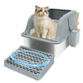 thumbnail image 1 of SQIREP Stainless Steel Cat Litter Box Semienclosed XL Non-Sticky Metal Litter Box Tray Anti-Leakage Easy Cleaning with Litter Scoop and High Wall Sides Enclosure for Big Cats, 1 of 7