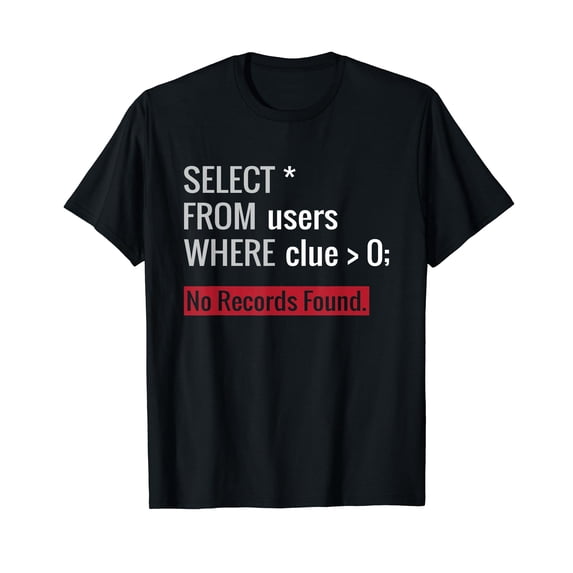 SQL Query Funny SQL Database Admin Programmer T-Shirt