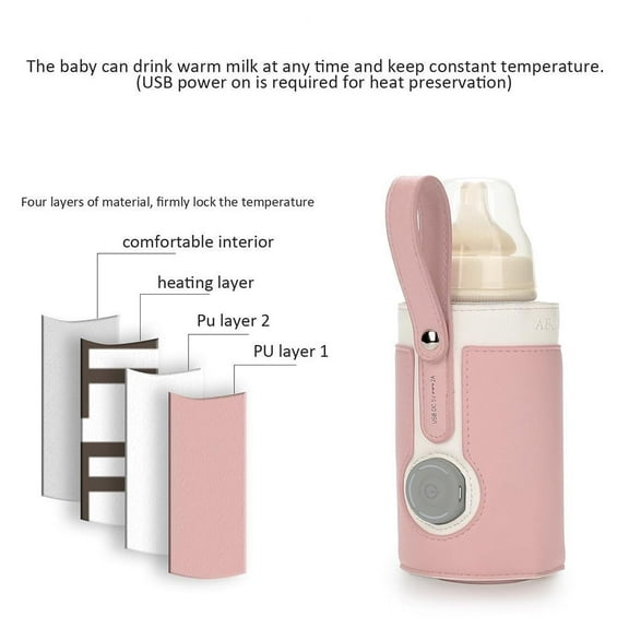 SQLEA Bottle Warmer Bag 3 Temperature Adjustable Portable Baby Bottle Warmer for Home and on the Go
