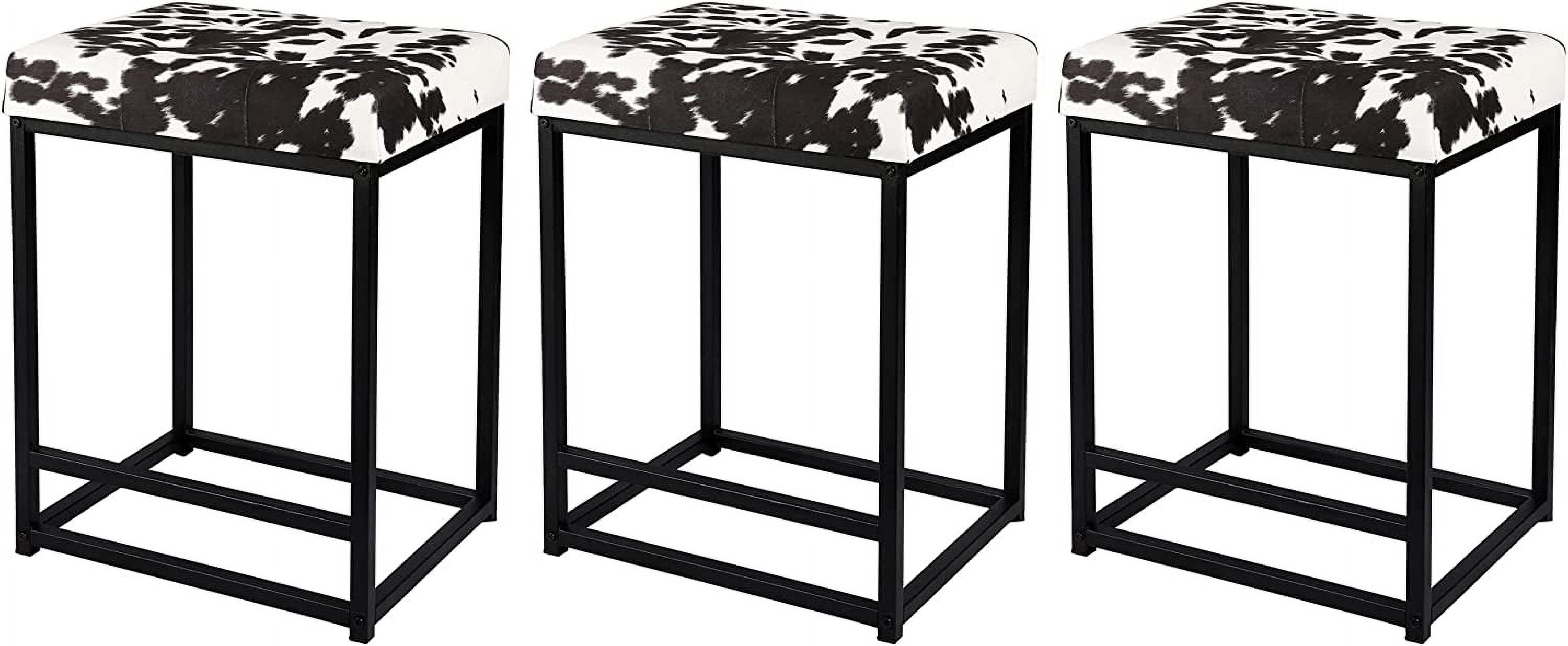 SQRTFV Design Group 24'' Brown Cow Counter Height Stool Backless Metal