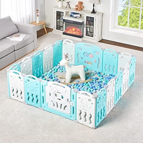 SQRTYBV Baby Playpen Upgraded 22 Panels Foldable Baby Fence with Game