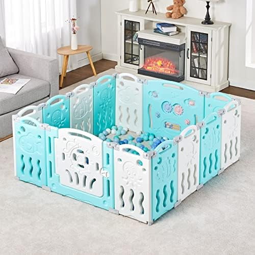 SQRTYBV Baby Playpen Upgraded 22 Panels Foldable Baby Fence with Game