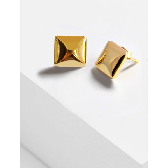 SQUARE 18K GOLD VERMEIL STUD EARRINGS