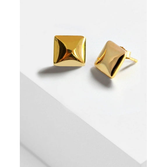 SQUARE 18K GOLD VERMEIL STUD EARRINGS
