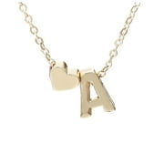 SQUARE CARMEN Initial Heart Necklace Heart Letter Necklace Personalized Monogram Necklace, Gold, A