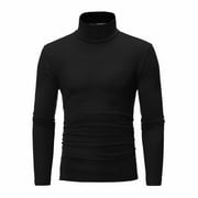 SQUARE CARMEN Men's Autumn Winter Turtleneck Long Sleeve Slim Pullover Sweater Blouse Top, Black, 2XL
