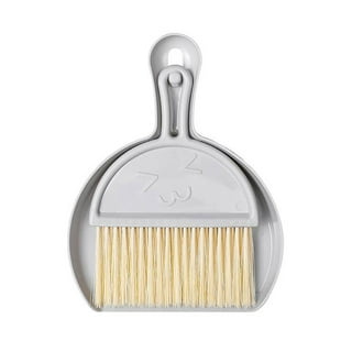Lola Clip-On Dust Pan & Brush Set w/ Dust Catching Rubber Lip, Easy Storage System, White