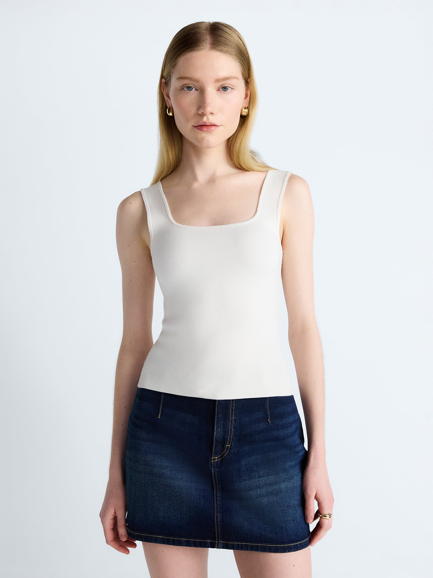 Scoop Women's Square Neck Sweater Tank Top, Sizes XS-XXL